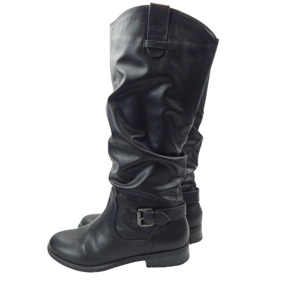 White Mountain Women's Black Knee High Riding Boots With Buckle Size 8 - Picture 3 of 8